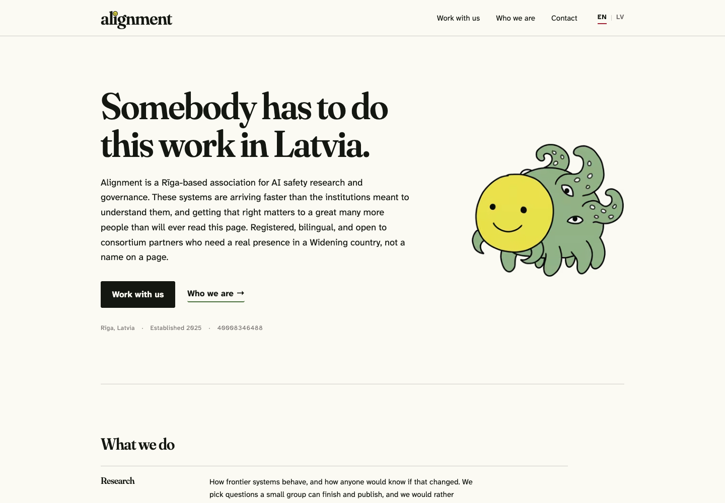 Alignment’s public website with its AI safety research and governance introduction